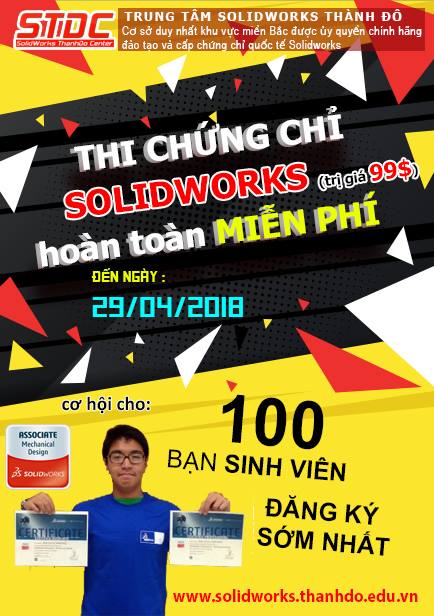 CƠ HỘI NHẬN CHỨNG CHỈ QUỐC TẾ SOLIDWORKS TRỊ GIÁ 99$ HOÀN TOÀN MIỄN PHÍ